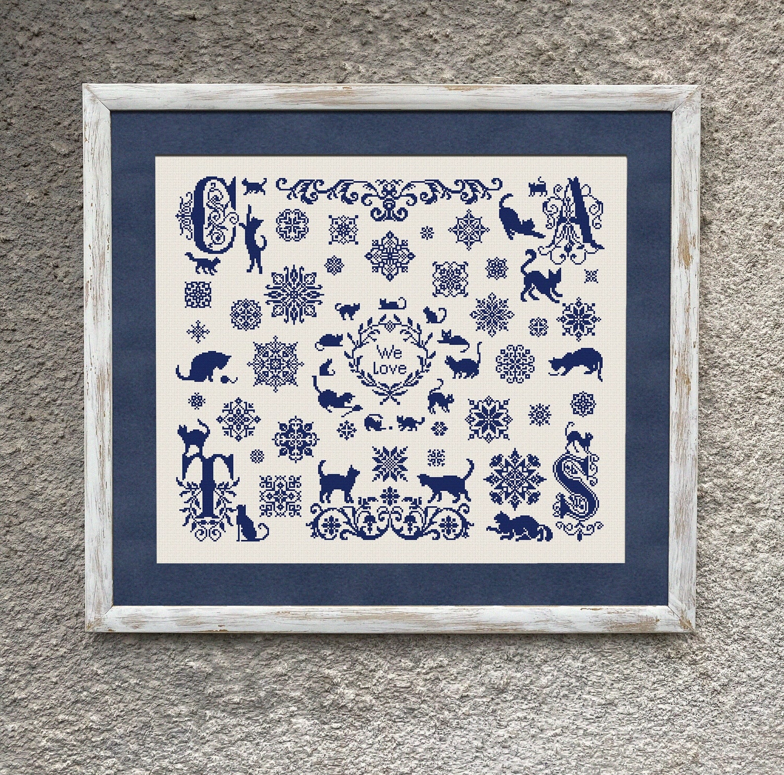 We Love Cats Sampler Cross Stitch Pattern 