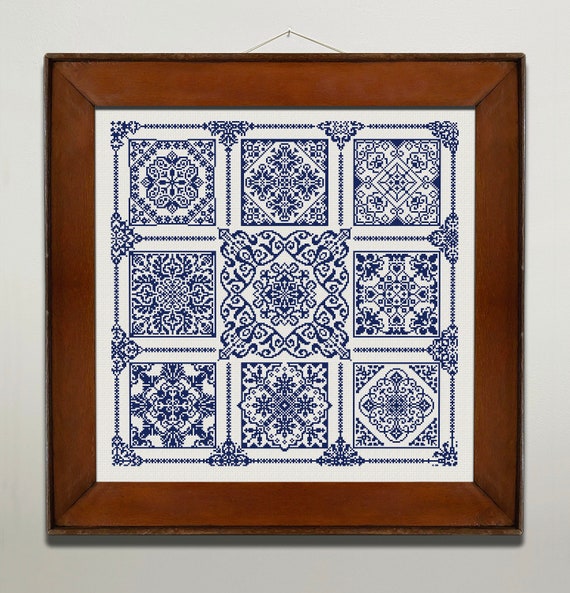 Monochrome Sampler Cross Stitch Pattern, Сross Stitch Chart