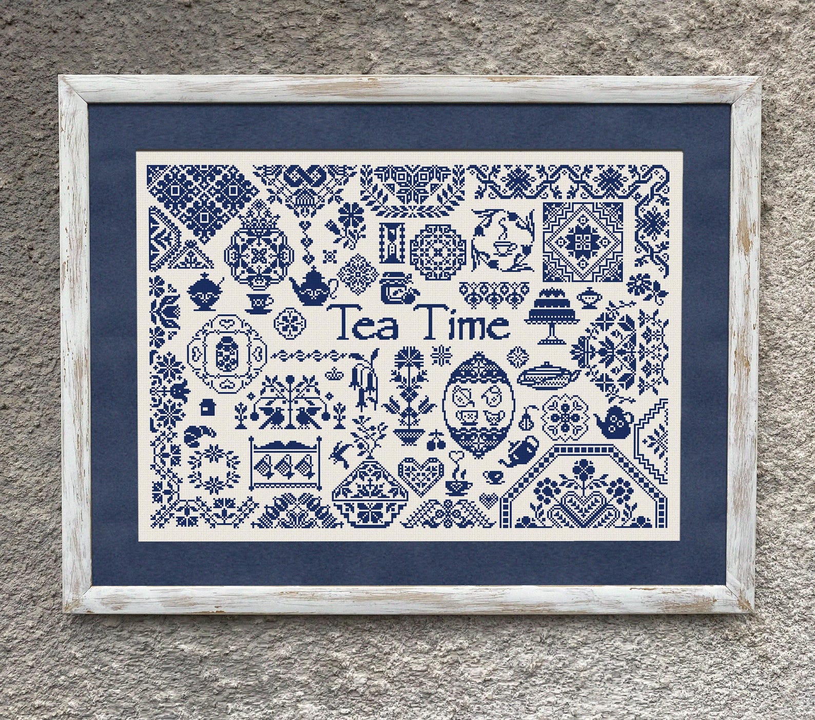 Tea Time Quaker-style Sampler from Daily Pattern Post