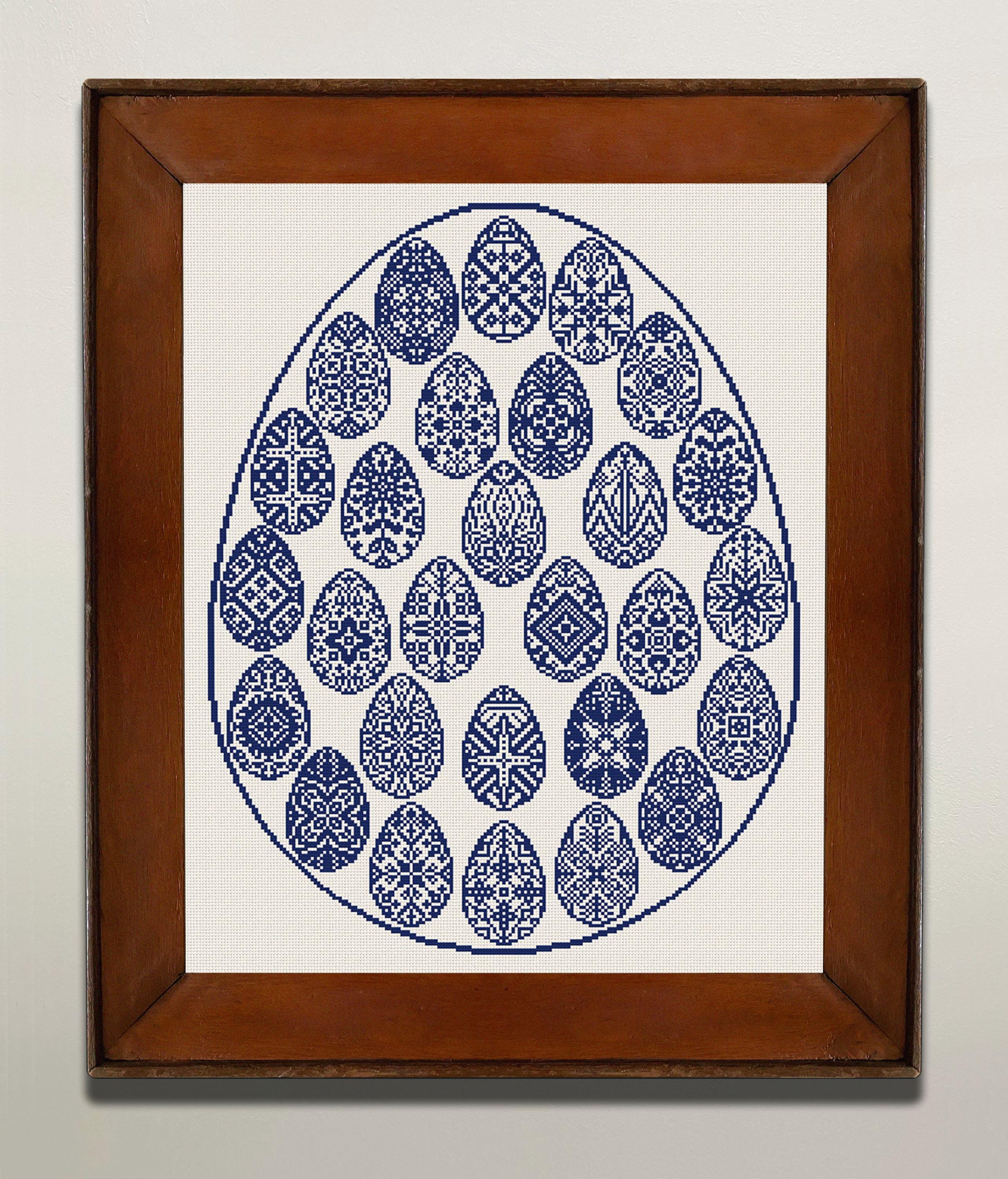 Easter Eggs Sampler Cross Stitch Pattern, X Stitch Chart, Monochrome ...