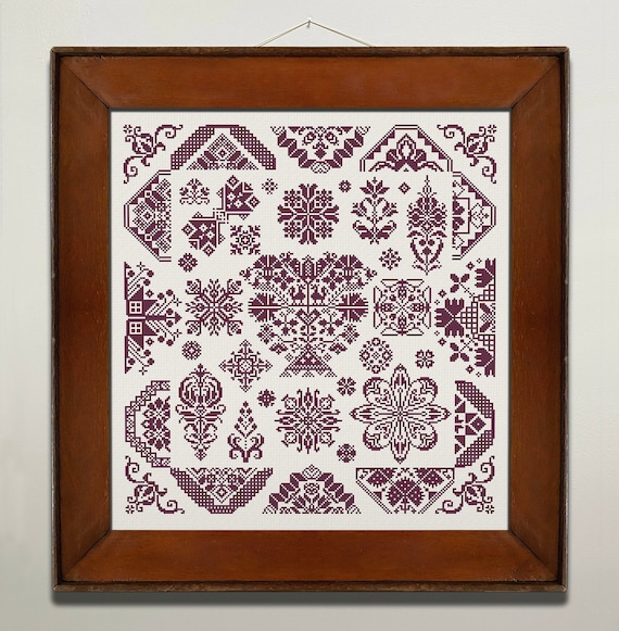 Quaker Sampler Cross Stitch Pattern, Cross Stitch Chart