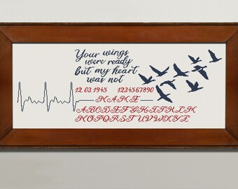 Your Wings Were Ready Cross Stitch Pattern, X Stitch Chart, DIY Bereavement  Embroidery, PDF Download