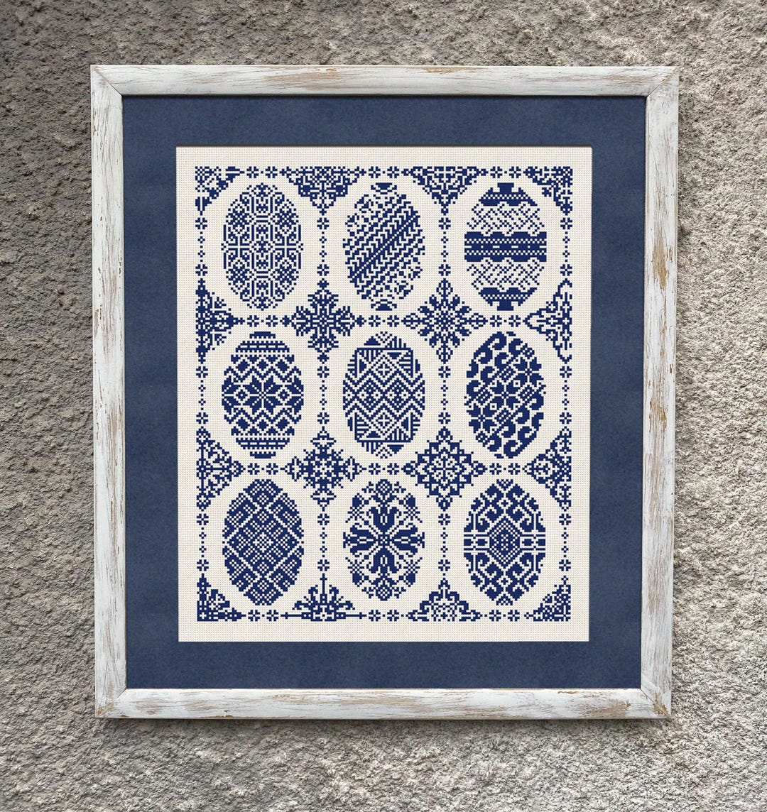 Easter Eggs Sampler Cross Stitch Pattern, X Stitch Chart, Monochrome ...