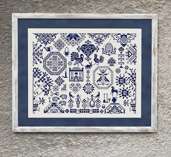 パリコレクション Sampler Quaker Village Cross Stitch Cross Pattern, Stitch 和洋裁材料