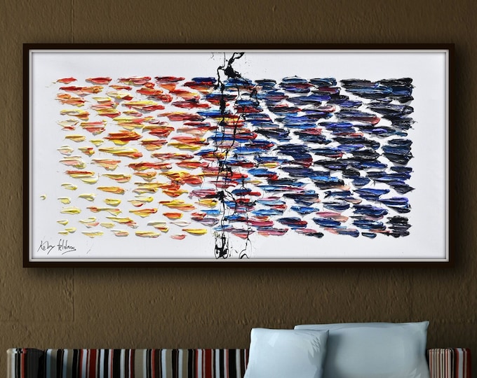 Abstract painting 67", XL painting, beautiful rich texture, unique painting technique, merging colors composition, Original by Koby Feldmos