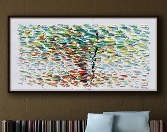 Tree of life 55", original oil painting of an abstract tree, extremely unique original art, abstract painting, thick layers, Koby Feldmos