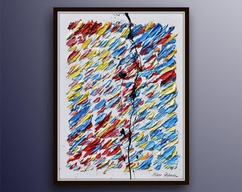 Pintura abstracta 40", pintura al óleo original sobre lienzo, hermosa textura gruesa, técnica de pintura única, arte original, por Koby Feldmos