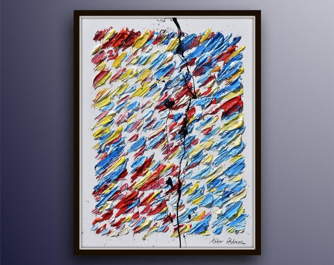Abstract painting 40", original oil painting on canvas, beautiful thick texture, unique painting technique, original art, by Koby Feldmos