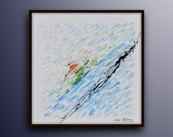 Sci, Abstract Skier 35" , spessi strati di pittura ad olio, bellissimi sguardi astratti, pittura ad olio originale su tela di Koby Feldmos