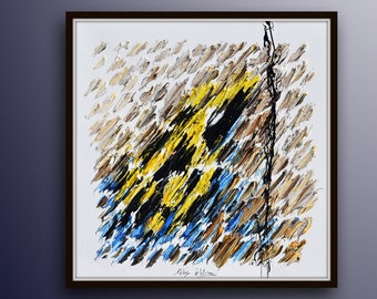 Arrow Frog 25" - Spectacular looks, Amazing colors, thick texture , oil painting by Koby Feldmos