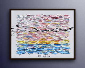 Abstract art 40", original oil painting on canvas, relaxing colors, beautiful thick layers of paint, unique looks by Israeli artist koby F.