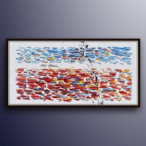 Abstract painting 55", oil painting on canvas, original art, thick layers, original art, modern looks, Artist Koby Feldmos image 1