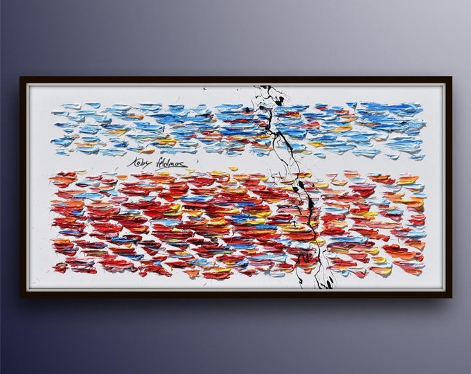 Abstract painting 55", oil painting on canvas, original art, thick layers, original art, modern looks, Artist Koby Feldmos