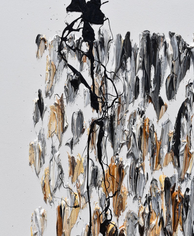 Abstract Art 35 Black White and Brown Thick Oil Paint Etsy