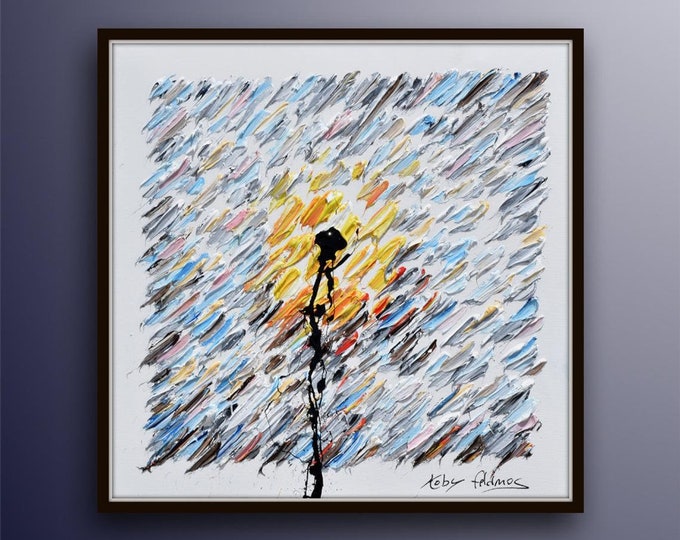 Abstract egg 25", original oil painting on canvas, extremely thick oil paint, beautiful range of colors, handmade by Artist Koby Feldmos