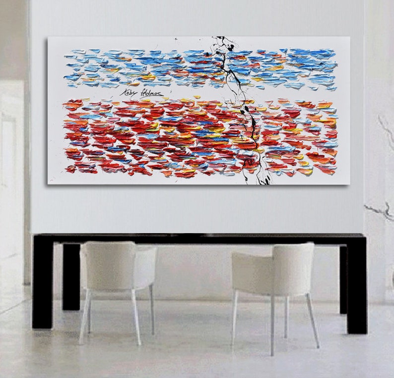 Abstract painting 55", oil painting on canvas, original art, thick layers, original art, modern looks, Artist Koby Feldmos image 6