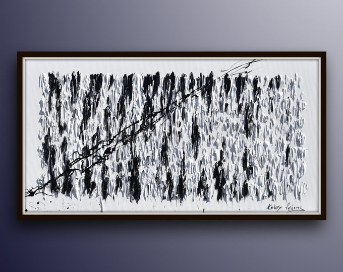 White Tiger 55", Beautiful white tiger abstract painting, thick oil paint texture, Original oil painting on canvas by Koby Feldmos