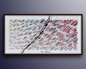 Abstract art 55", original oil painting, thick oil paint texture, relaxing art on canvas, handmade by Koby Feldmos