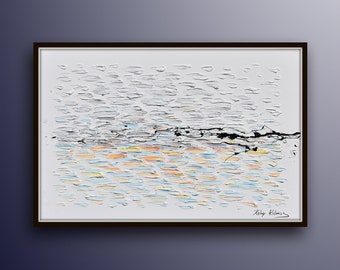 Relax Abstract 40" - beautiful relaxing artwork, lots of white, neutrals colors, flow and harmony, by Koby Feldmos