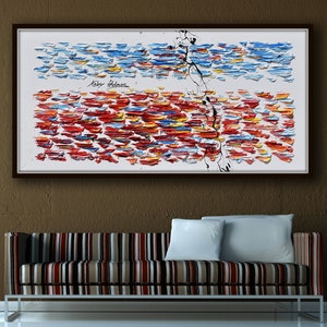 Abstract painting 55", oil painting on canvas, original art, thick layers, original art, modern looks, Artist Koby Feldmos image 5