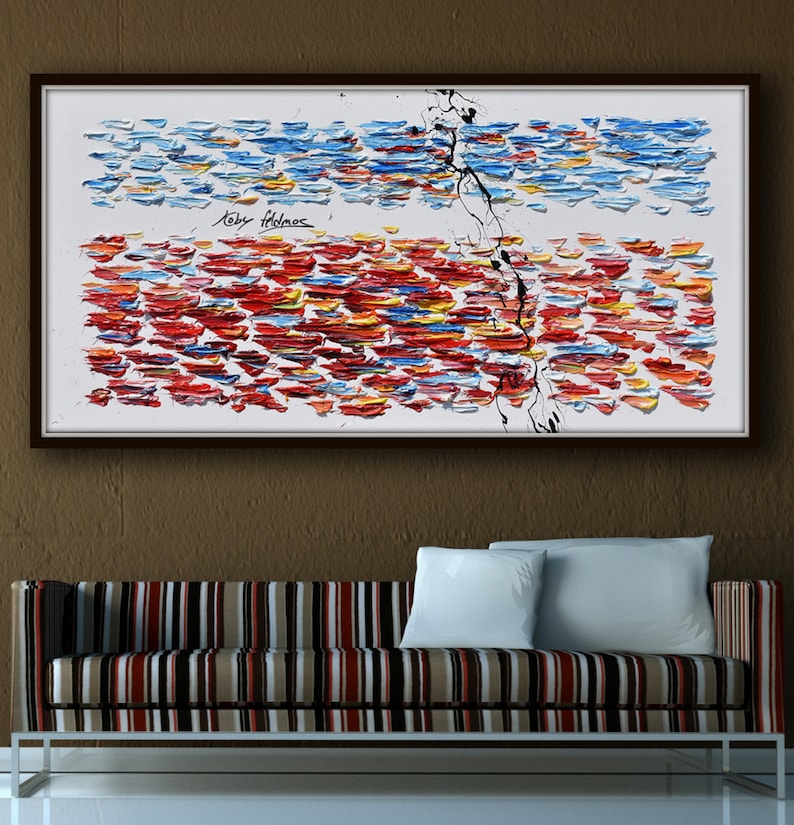 Abstract painting 55", oil painting on canvas, original art, thick layers, original art, modern looks, Artist Koby Feldmos image 5