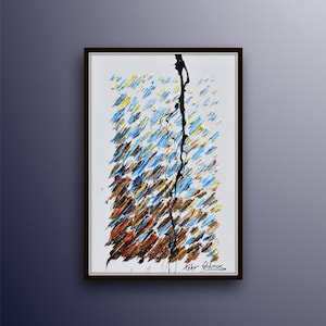 Abstract painting 40&quot; - original oil painting on canvas, thick oil paint layers, relaxing soothing colors handmade by Koby Feldmos