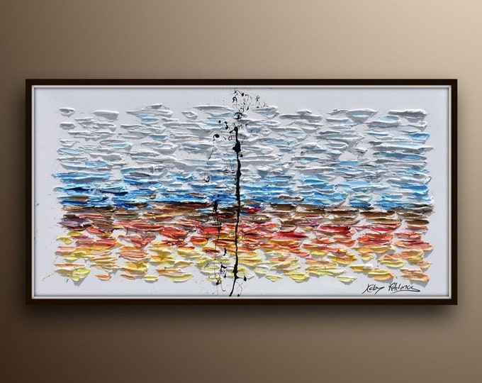 Elements of nature 55", Air water earth fire , beautiful rich texture, modern art, impressive looks, heavy texture, by Koby Feldmos