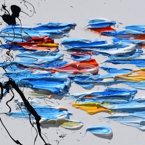 Abstract painting 55", oil painting on canvas, original art, thick layers, original art, modern looks, Artist Koby Feldmos image 4
