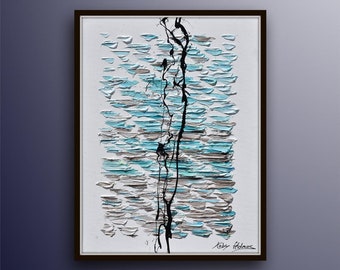 abstract painting on canvas 40", uqniue looks, modern artwork, contemporary looks and feeling, by Koby Feldmos from Israel