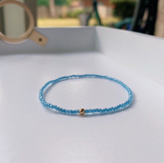 Bracelet argent élastique «adorable» - bleu turquoise - Bijoux Les Jolies  Filles