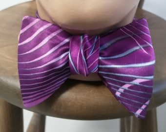 Classic Satin Self Tie, Sharp Satin Bow tie, Formal Necktie, Stunning Beau Tie, Bounded Purple Bowtie, RoseHeartAccessories