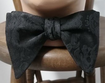 Butterfly Self Tie | Formal Floral Bowtie | Sharp Jacquard Necktie | Black Self Tie Bow Tie | Bounded Bowtie, RoseHeartAccessories