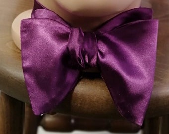 Classic Satin Self Tie, Sharp Satin Bow tie, Formal Purple Necktie, Stunning Beau Tie, Bounded Bowtie, RoseHeartAccessorie