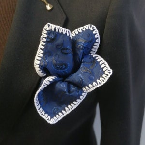 Chusteczka kieszonkowa do garnituru, szydełkowana chusteczka, chusteczka na okazje, niebieska szydełkowana chusteczka kieszonkowa, codzienna chusteczka paisley, akcesoria RoseHeart
