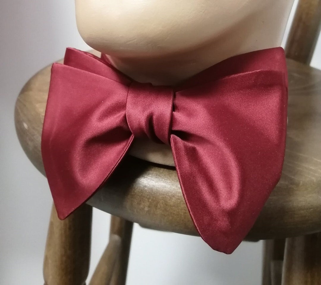 Premium Self-Check Polyester Satin Red Bow Tie main image 1