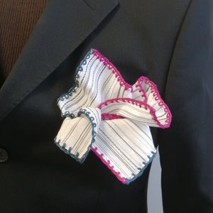 Szydełkowa kieszonkowa chusteczka, Okazje, prążkowana chusteczka, Garniturowa chusteczka, Okazje, kieszonkowa chusteczka, Codzienna chusteczka, RoseHeartAccessories