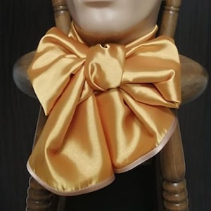 Custom Gold Satin Scarf Ascot, Victorian Cravat , Opera wear necktie