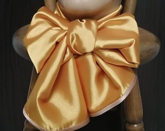 Mens Gold Satin Ascot: Victorian Cravat Neckerchief