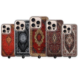 Persian Rug Phone Case Red Carpet Pattern Cover for iPhone 16Pro Max, 15 Plus, 14, 13, 12, 11, XS & Samsung S25, S24,A56,A55, Pixel 9, 8