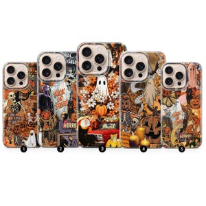 Halloween Phone Case Spooky Collage Horror Cover for iPhone 16Pro Max, 15 Plus, 14, 13, 12, 11, XS & Samsung S25, S24, A56, A55, Pixel 9, 8