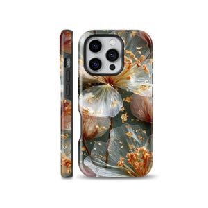 Transparente Handyhülle mit Blumenmuster und Goldblatt-Prägung, passend für iPhone, Samsung und Google Pixel