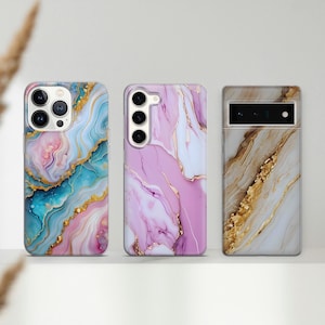 Marble Phone Case Stone Aesthetic Gold Marmor Cover for iPhone 16 Pro,15,14,13,12, Samsung S25, S24FE, S23,S22,A16, A55, A25, Pixel 9Pro, 8A