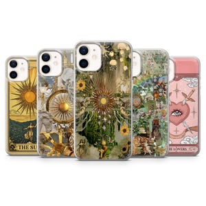 Coque de portable Tarot Cartes de sorcières Astrologie pour iPhone 16 Pro, 15, 14, 13, 12, Samsung S25, S24FE, S23, S22, A16, A55, A25, Pixel 9Pro, 8A