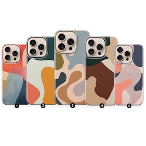 抽象アートの携帯電話ケース カラフルでモダンなカバー iPhone 16Pro Max、15 Plus、14、13、12、11、XS、Samsung S25、S24、A56、A55、Pixel 9、8用