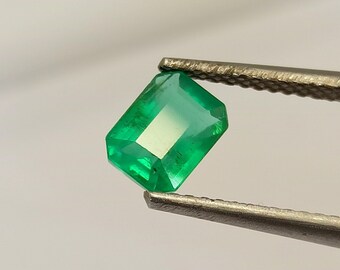Natural Emerald, Zambia Emerald, Emerald Earring Emerald Ring Emerald Octagon, Emerald Ruby, Gold Ring, 6.5x5x3.3 mm 0.76 cts, Emerald Cut