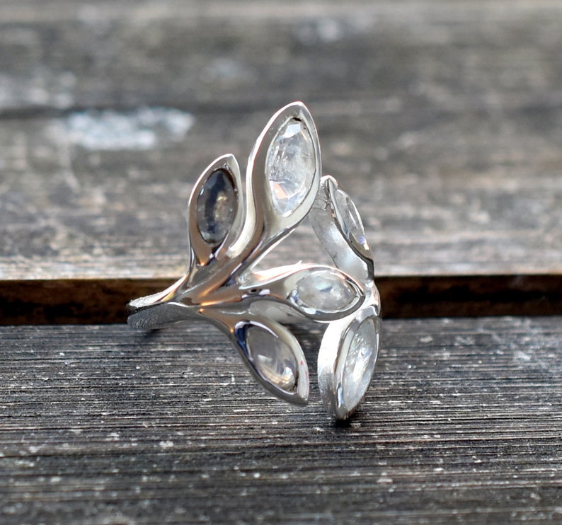 Birthstone Ring Christmas gift Statement Ring Fashion Ring RAINBOW MOONSTONE 6.5 US Sterling Silver Ring Handmade Ring Adjustable ring