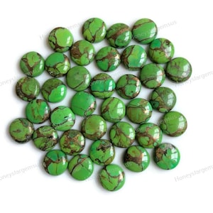 10 mm Grün Mojave Kupfer Türkis, Cabochon Rund Cabochon, Grün Mohave Türkis, Türkis Armband, Tennis Armband, Türkis, DIY