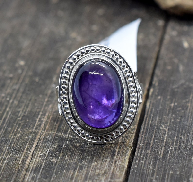925 Sterling Silver Fashion Ring Ring For Her Gift B Amethyst Sterling Silver Ring Handmade Ring Birthstone Ring Statement Ring