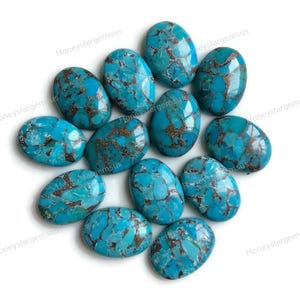 13 x 18 mm Blauer Mojave Kupfer Türkis, Flatback Oval Cabochon, Blauer Mohave Türkis, Türkis Armband, Tennisarmband, Türkis Ring