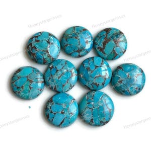 15 mm Blauer Mojave-Kupfer-Türkis, flache Rückseite, rundes Cabochon, Blauer Mohave-Türkis, Türkisarmband, Tennisarmband, Türkis, DIY